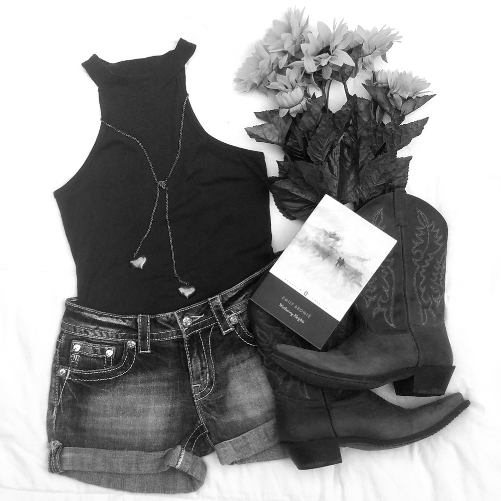 Miss Me Cross Rhinestone Studded Shorts
